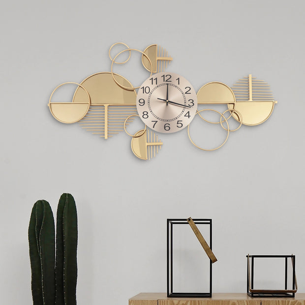 Large Golden Modern Minimalist Metal Wall Clock Family Living Room Decoration Pendant Creative Light Luxury Wall Watch Silent