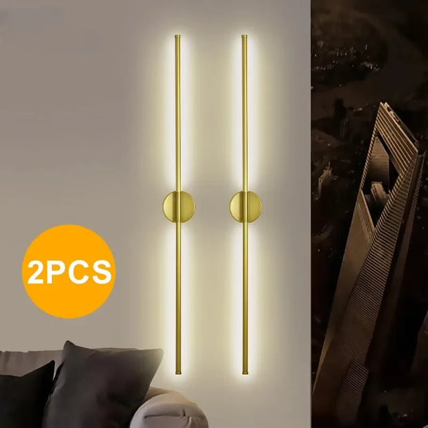 One pair LED Wall Lamp Modern Gold LED Wall Sconce living room home decor wall light for Stairway corridor 60/100cm 2pcs